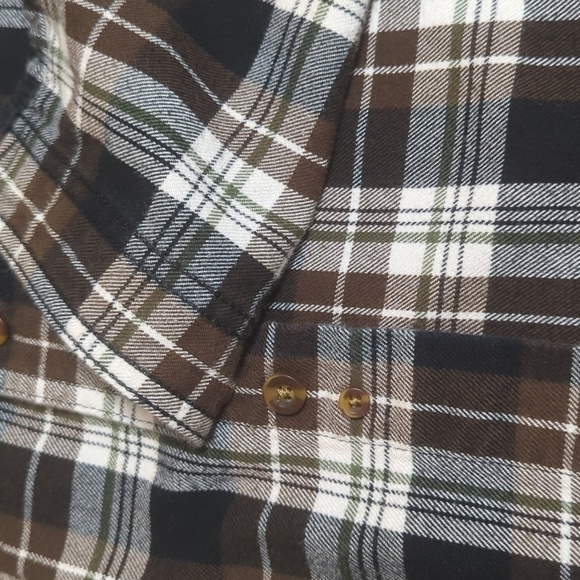 Carhartt Trumbull Plaid Flannel Shirt Relaxed Fit Long Sleeve Brown/Black Large - Picture 5 of 9